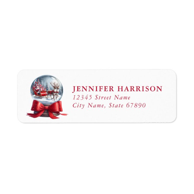 Christmas Snow Globe Return Address Labels Returadress Etikett (Framsidan)