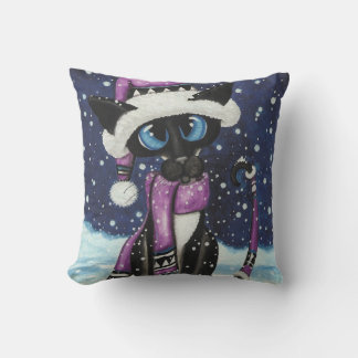 Christmas Snow Siamese Cat American MoJo Pillows Kudde