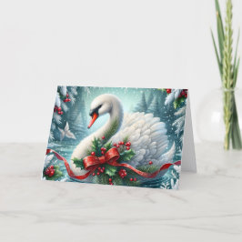 Christmas Snow Swan Holiday Card Helgkort