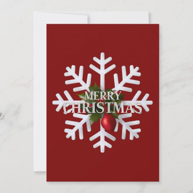 Christmas Snowflake And Shy Red Berry Julkort (Framsida)