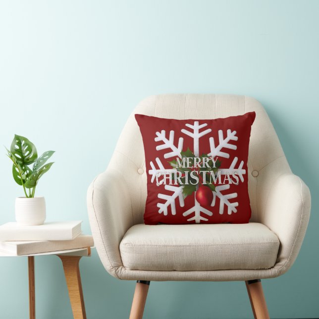 Christmas Snowflake And Shy Red Berry Kudde (Stol)