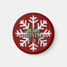 Christmas Snowflake And Shy Red Berry Magnet