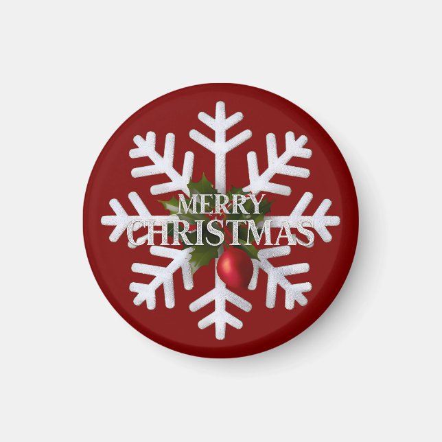 Christmas Snowflake And Shy Red Berry Magnet (Framsidan)