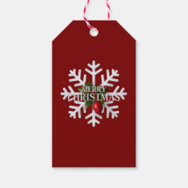 Christmas Snowflake And Shy Red Berry Presentetikett