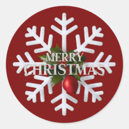 Christmas Snowflake And Shy Red Berry Runt Klistermärke