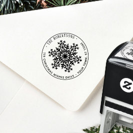 Christmas Snowflake Holiday Return Address Självfärgande Stämpel