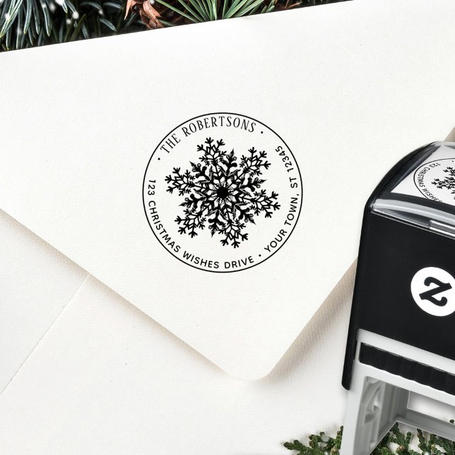 Christmas Snowflake Holiday Return Address Självfärgande Stämpel (Skapare uppladdad)