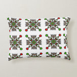 Christmas Snowflake Mandala Prydnadskudde<br><div class="desc">An elegant holiday throw pillow featuring a festive red and green snowflake mandala pattern,  perfect for Christmas home decor</div>