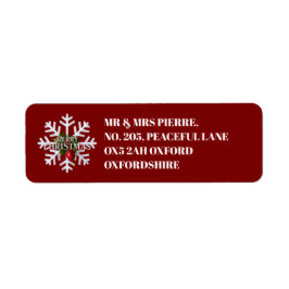 Christmas Snowflake & Shy Red Berry Address Label Returadress Etikett