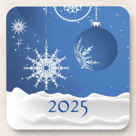 Christmas Snowflake Snow Plastic Coaster 2025 Underlägg