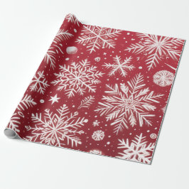 Christmas Snowflakes Red White Snow Decoupage Presentpapper