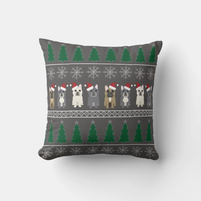 Christmas Snowflakes, Santa Dog, Tree Kudde (Framsida)