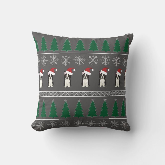 Christmas Snowflakes, Santa Dog, Tree Kudde (Framsida)