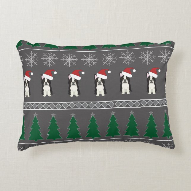 Christmas Snowflakes, Santa Dog, Tree Prydnadskudde (Framsidan)