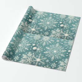 Christmas Snowflakes Snow Teal White Decoupage Presentpapper