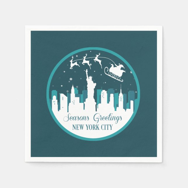 CHRISTMAS SNOWGLOBE NEW YORK CITY SKYLINE PAPPER PAPPERSSERVETT (Framsidan)