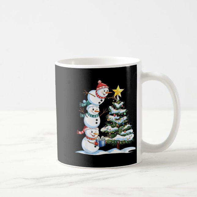 Christmas Snowman Christmas Tree Funny Snowman Lov Kaffemugg (Höger)