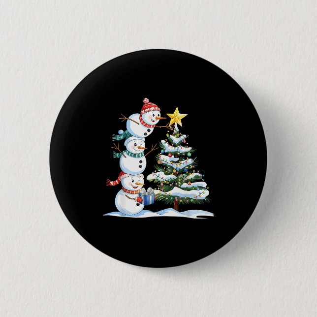 Christmas Snowman Christmas Tree Funny Snowman Lov Knapp (Framsida)