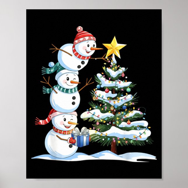 Christmas Snowman Christmas Tree Funny Snowman Lov Poster (Framsidan)