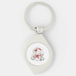 "Christmas Snowman Delight Metal Keychain Swirl Silverfärgad Nyckelring