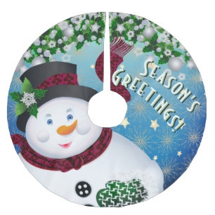 Christmas Snowman Holiday Julgransmatta Borstad Polyester