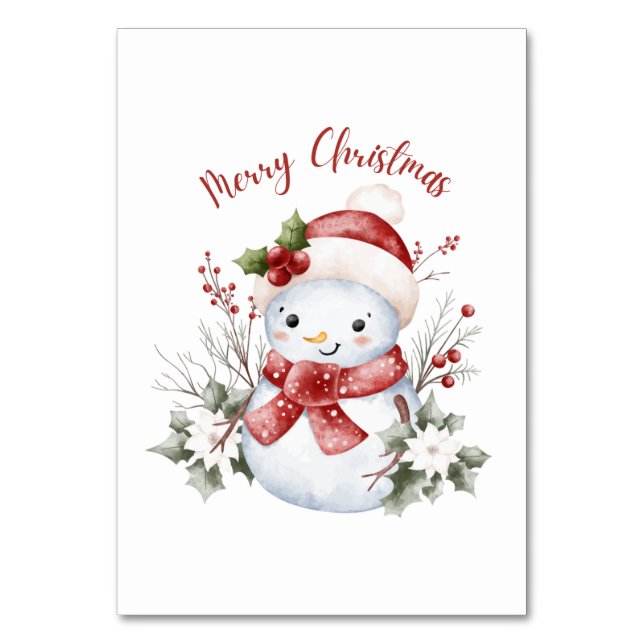 Christmas Snowman Holiday Table Card Bordsnummer (Framsidan)