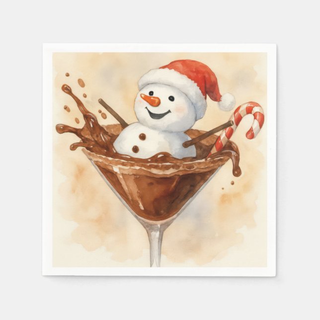 Christmas Snowman In a Chocolate Martini Pappersservett (Framsidan)