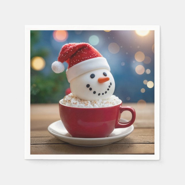Christmas Snowman In Hot Cocoa Pappersservett (Framsidan)