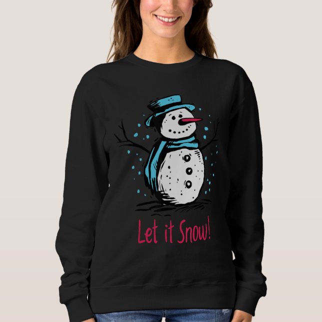 Christmas Snowman Let It Snow Outfit Of Christmas  T Shirt (Framsida)