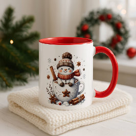 Christmas Snowman Mug, Hot Cocoa Festive Winter Ar Mugg