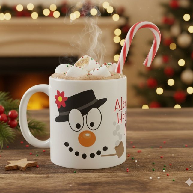 Christmas Snowman Personalize Fun Hot Cocoa or Kaffemugg (Skapare uppladdad)
