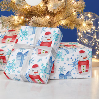 Christmas Snowman, Snowflakes and Gift Boxes Presentpapper