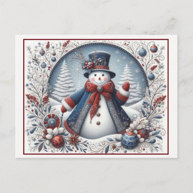 Christmas Snowman Vykort (Framsida)