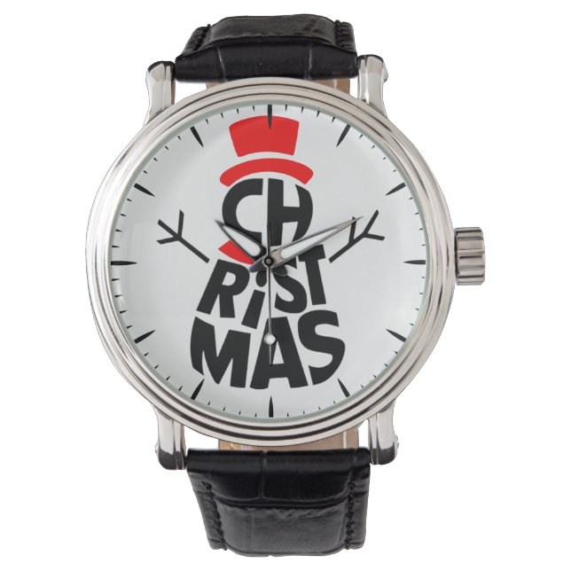 Christmas Snowman Word Art Armbandsur (Framsida)
