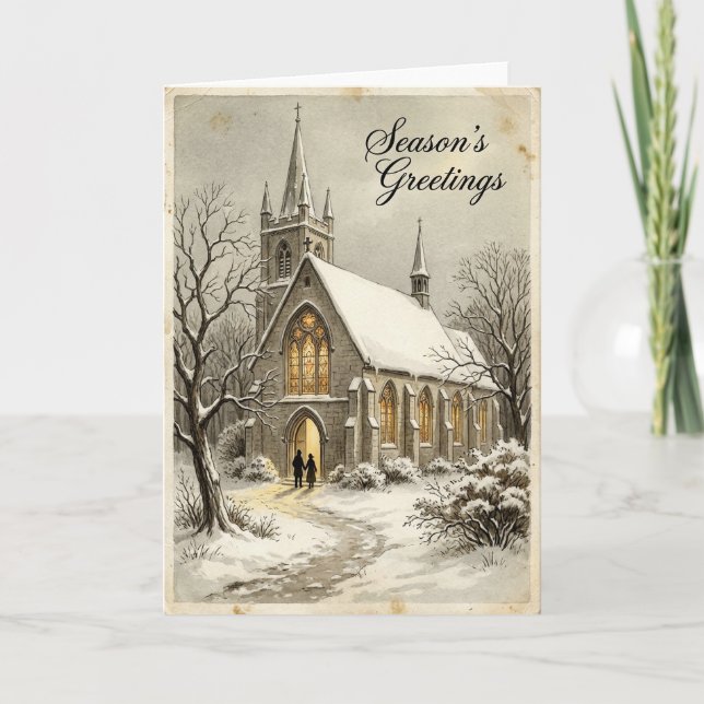 Christmas Snowy Church Card Kort (Framsida)
