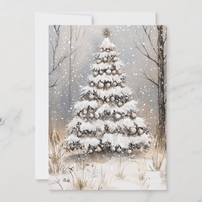 Christmas Snowy Night Julkort (Framsida)