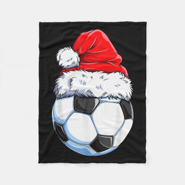 Christmas Soccer Ball Santa Hat Funny Srts Xmas Bo Fleecefilt (Framsidan)