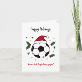Christmas Soccer Ball Santa Hat Greeting Cards Helgkort