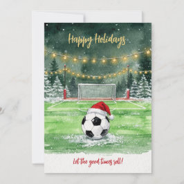 Christmas Soccer Ball Santa Hat Greeting Cards Julkort