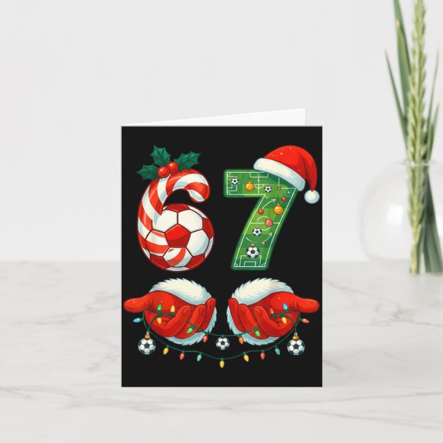 Christmas Soccer Drip Number 67 Boys Soccer Player Kort (Framsida)
