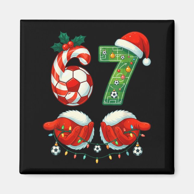 Christmas Soccer Drip Number 67 Boys Soccer Player Magnet (Framsidan)