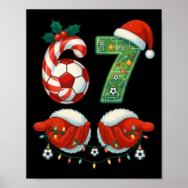 Christmas Soccer Drip Number 67 Boys Soccer Player Poster (Framsidan)