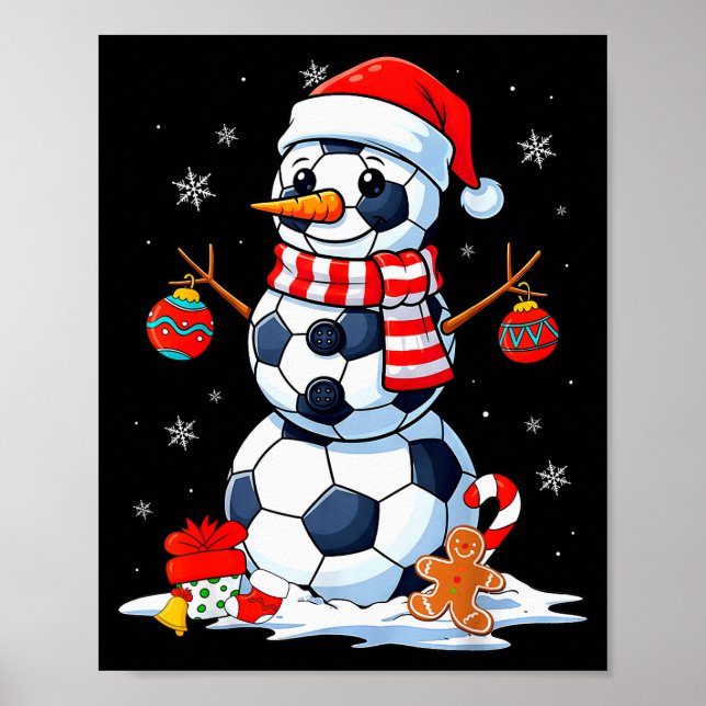 Christmas Soccer Funny Snowman Men Boys Kids  Poster (Framsidan)