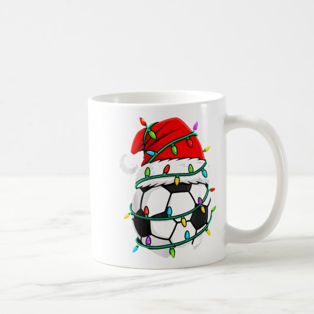 Christmas Soccer Santa Hat Lights Santa Srts Xmas  Kaffemugg (Höger)