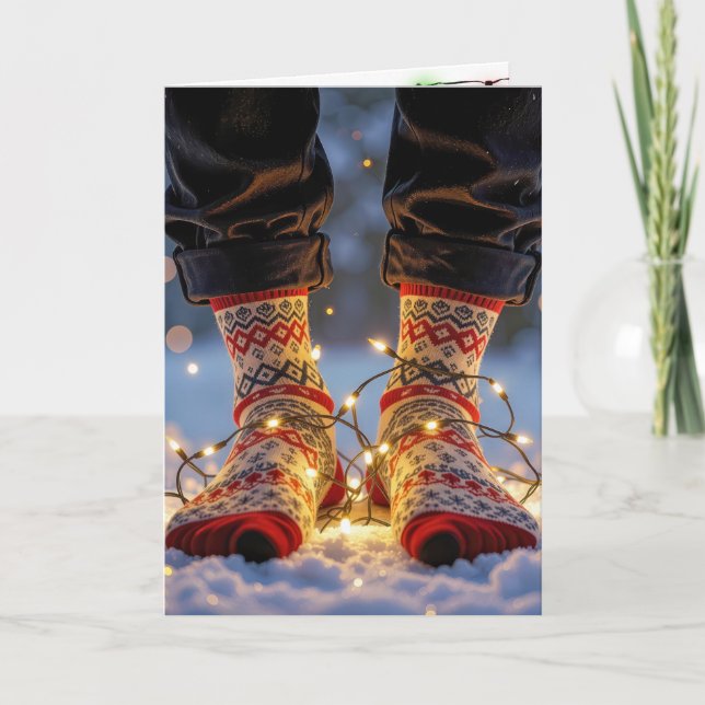 Christmas Socks and Holiday Lights in Snow Kort (Framsida)