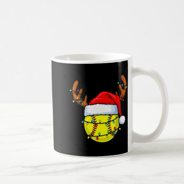 Christmas Softball Xmas Santa Srts Hat Mens Womens Kaffemugg (Höger)