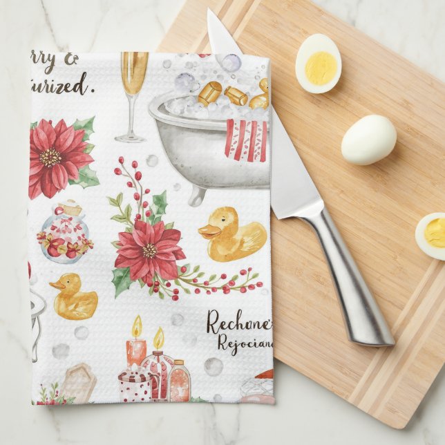  Christmas Spa themed with champagne Kökshandduk (Vikt i Fjärdedel)