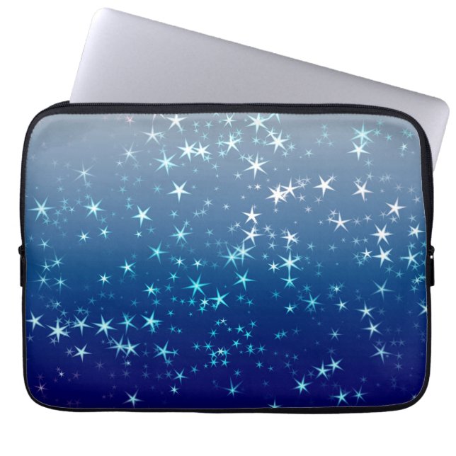 Christmas Sparkles Stars Blue Sky Laptop Fodral (Framsidan)
