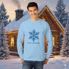 Christmas Sparkling Blue Crystal Snowflake T Shirt