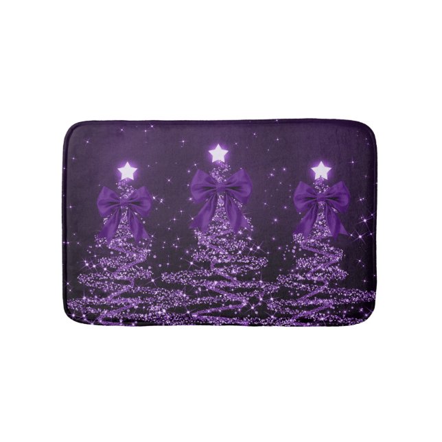 Christmas Sparkling Trees Purple Faux Bow  Badrumsmatta (Framsidan)
